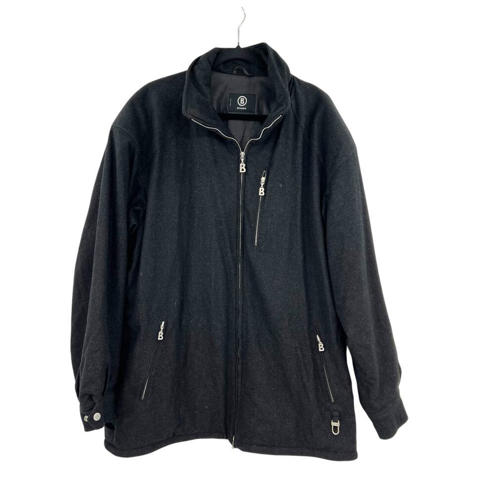 Bogner Goan Thylmann Charcoal‎ Gray Wool Zip Front Coat Jacket Mens Size 44